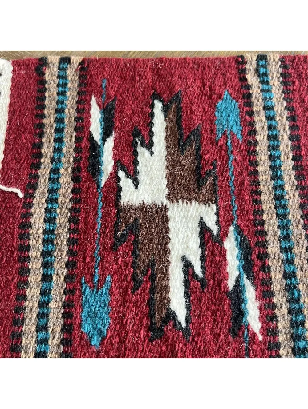El Paso Blanket Company Woven Table Rug Fringe 90% Wool 15” X 10.5